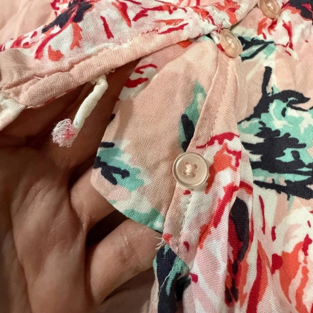 Band of Gypsies Floral Smocked High Low Maxi Dress Pink Small Boho Summer Garden - Picture 14 of 16
